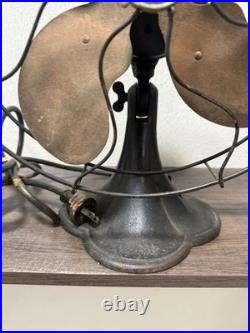 Antique Emerson Electric Brass Blade 12 Metal Fan Made In USA NEEDS Rewired