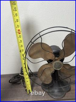 Antique Emerson Electric Brass Blade 12 Metal Fan Made In USA NEEDS Rewired