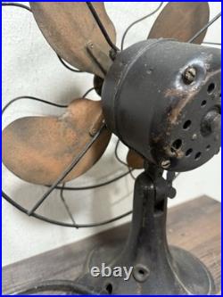 Antique Emerson Electric Brass Blade 12 Metal Fan Made In USA NEEDS Rewired