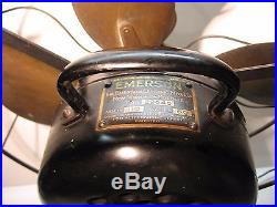 Antique Emerson Electric Fan 29646 Brass Blades, 3 Speed, Oscillating- Runs