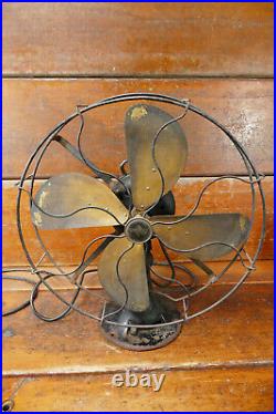 Antique Emerson Fan 4 Blade Brass Blade 16 Inch 73648 3-speed Oscillating WORKS