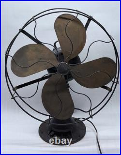 Antique Emerson Fan 4 Blade Brass Blade 16 Inch 73648 3-speed Oscillating WORKS