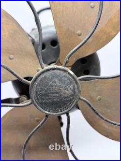 Antique Emerson Fan 4 Blade Brass Blade 16 Inch 73648 3-speed Oscillating WORKS