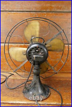 Antique Emerson Fan 4 Blade Brass Blade 16 Inch 73648 3-speed Oscillating WORKS