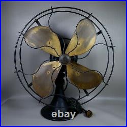 Antique Emerson Fan 4-Brass Blade 16-inch 73648 3-speed Oscillating WORKS