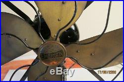Antique Emerson Fan 4-Brass Parker Blade 16-in, 29648 3-spd Oscillating