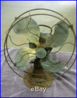 Antique Emerson Fan Four Brass Blades with Cage 32 Volt DC Type 26046
