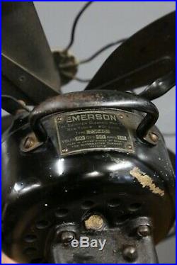 Antique Emerson Fan Industrial Black Oscillating 16 metal blades Vintage large