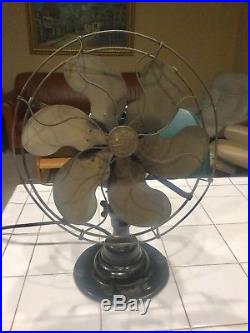 Antique Emerson Fan Type 16666 Early Brass Blade And Cage Lever Oscillator Rare