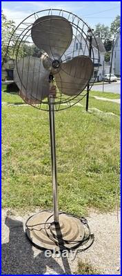 Antique Emerson Type 100 Pedestal Floor Fan Cast Iron Base K60-sp Motor Works