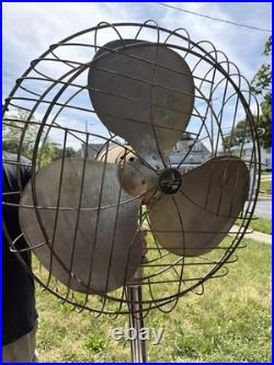 Antique Emerson Type 100 Pedestal Floor Fan Cast Iron Base K60-sp Motor Works