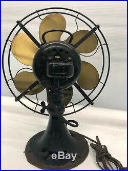 Antique Emerson Type 71666 Brass 6 Blade Cage 3 Speed Electric Fan