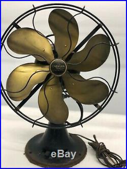 Antique Emerson Type 71666 Brass 6 Blade Cage 3 Speed Electric Fan