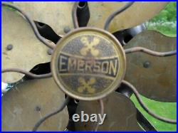 Antique Emerson six brass blade 6 blade big motor 27666 oscillating electric fan