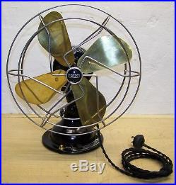 Antique Eskimo 10 brass blade oscillating 2 speed electric fan restored 35A