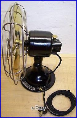 Antique Eskimo 10 brass blade oscillating 2 speed electric fan restored 35A