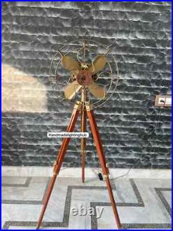 Antique Finish Pedestal Fan on Adjustable Wood Tripod Stylish Electric Floor F Antique Finish Pedestal Fan on Adjustable Wood Tripod Stylish Electric Floor F