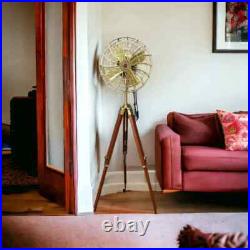 Antique Finish Pedestal Fan on Adjustable Wood Tripod Stylish Electric Floor F Antique Finish Pedestal Fan on Adjustable Wood Tripod Stylish Electric Floor F