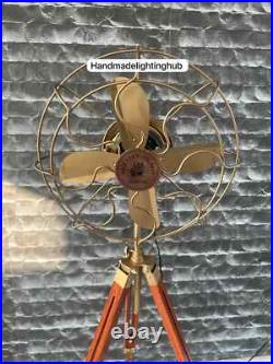 Antique Finish Pedestal Fan on Adjustable Wood Tripod Stylish Electric Floor F Antique Finish Pedestal Fan on Adjustable Wood Tripod Stylish Electric Floor F