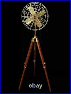 Antique Finish Pedestal Fan on Adjustable Wood Tripod Stylish Electric Floor F Antique Finish Pedestal Fan on Adjustable Wood Tripod Stylish Electric Floor F