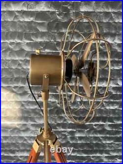 Antique Finish Pedestal Fan on Adjustable Wood Tripod Stylish Electric Floor F Antique Finish Pedestal Fan on Adjustable Wood Tripod Stylish Electric Floor F