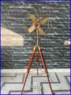 Antique Finish Pedestal Fan on Adjustable Wood Tripod Stylish Electric Floor F Antique Finish Pedestal Fan on Adjustable Wood Tripod Stylish Electric Floor F