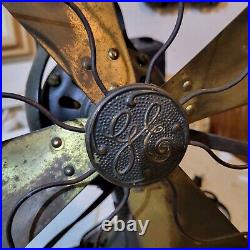 Antique GENERAL ELECTRIC Brass Oscillating Fan NP16652 Form AE2 Type AOU WORKS