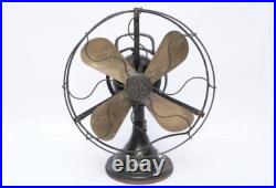Antique GE 12 4 Brass Blade Loophandle Oscillating Desk Fan 1900s