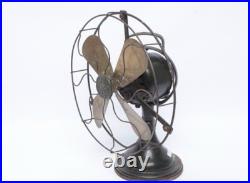 Antique GE 12 4 Brass Blade Loophandle Oscillating Desk Fan 1900s