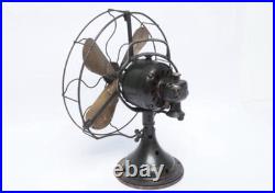 Antique GE 12 4 Brass Blade Loophandle Oscillating Desk Fan 1900s