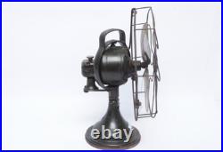 Antique GE 12 4 Brass Blade Loophandle Oscillating Desk Fan 1900s