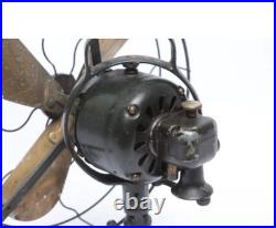 Antique GE 12 4 Brass Blade Loophandle Oscillating Desk Fan 1900s