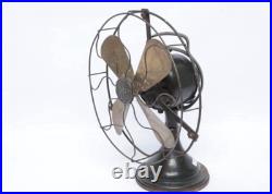 Antique GE 12 4 Brass Blade Loophandle Oscillating Desk Fan 1900s