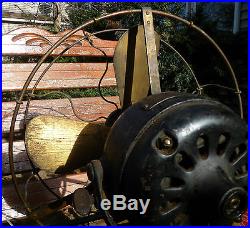 Antique GE 12 Brass Blade Fan Big Yoke Motor