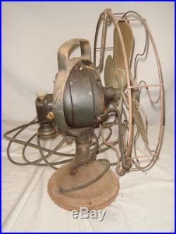 Antique GE 12in General Electric Brass Blade Electric Fan