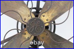 Antique GE 16 Brass 4 Blade 3 Speed Metal Fan- INOP