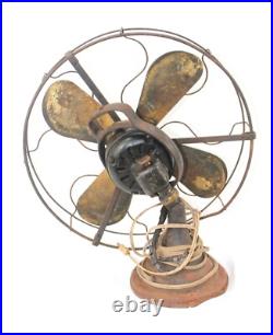 Antique GE 16 Brass 4 Blade 3 Speed Metal Fan- INOP