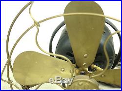 Antique GE 8 All-Brass Oscillator, Brass Blade & Cage Fan, Runs Well, No Cracks