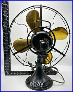 Antique GE Alternating Current Oscillating Fan 16 Brass Blades Tested WORKING