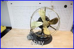 Antique GE Brass Blade Electric Fan 12 Adjustable Vintage Desk Works #338284 US
