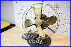 Antique GE Brass Blade Electric Fan 12 Adjustable Vintage Desk Works #338284 US