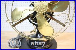 Antique GE Brass Blade Electric Fan 12 Adjustable Vintage Desk Works #338284 US
