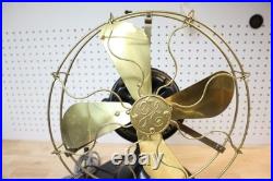 Antique GE Brass Blade Electric Fan 12 Adjustable Vintage Desk Works #338284 US