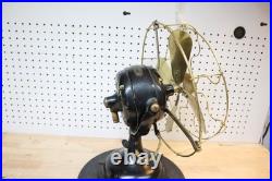 Antique GE Brass Blade Electric Fan 12 Adjustable Vintage Desk Works #338284 US