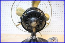 Antique GE Brass Blade Electric Fan 12 Adjustable Vintage Desk Works #338284 US