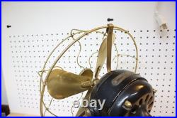 Antique GE Brass Blade Electric Fan 12 Adjustable Vintage Desk Works #338284 US