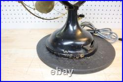 Antique GE Brass Blade Electric Fan 12 Adjustable Vintage Desk Works #338284 US