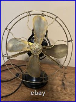 Antique GE Brass Blade Electric Fan 12 Oscillating Vintage Desk / Refurbished
