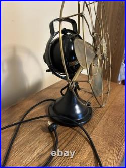 Antique GE Brass Blade Electric Fan 12 Oscillating Vintage Desk / Refurbished