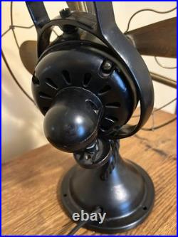 Antique GE Brass Blade Electric Fan 12 Oscillating Vintage Desk / Refurbished